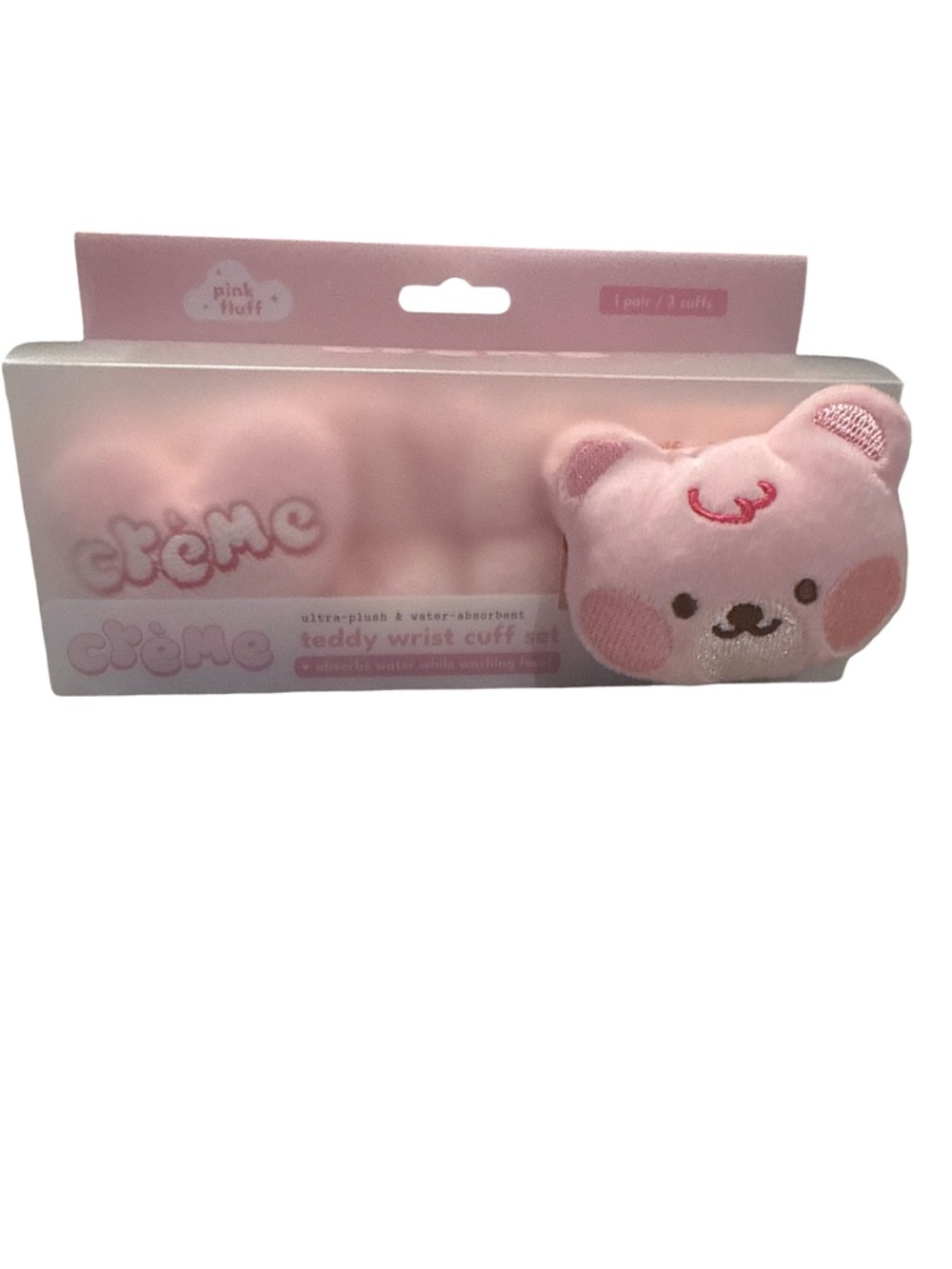 Crème Pink Teddy Wrist Cuff Plush Set